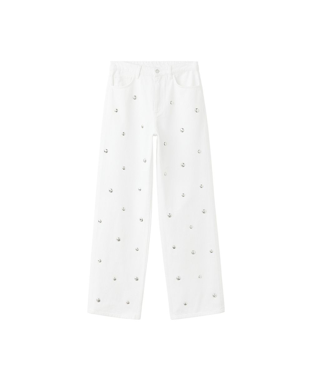 Женские джинсы Mango Wide-Leg Studded