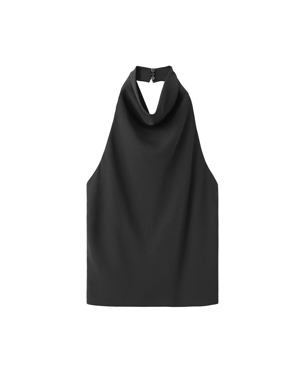 MANGO Women's Draped Halter Fitted Top