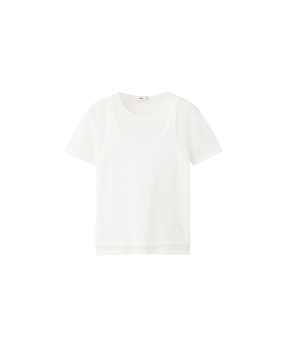 MANGO Women's Layered Lightweight Cotton-Blend Sweater