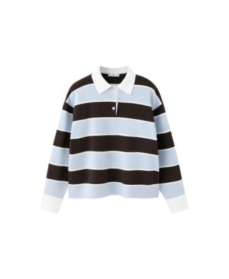 MANGO Women's Striped Long-Sleeve Polo Sweater