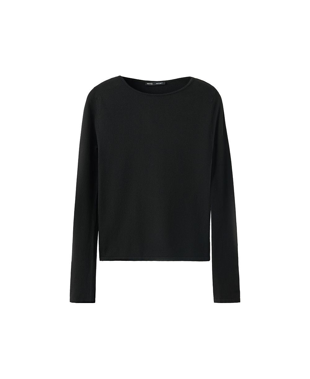 MANGO Women's Rira Fitted Boat-Neck Long-Sleeve Sweater