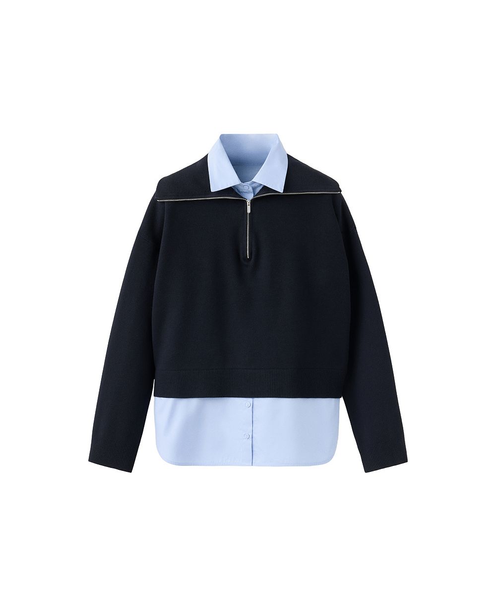MANGO Women's Layered Collared Sweater