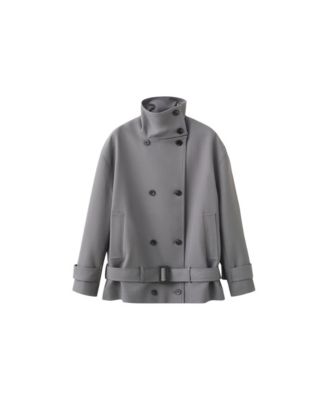 MANGO Women's Dario Funnel Neck Belted Trench Coat