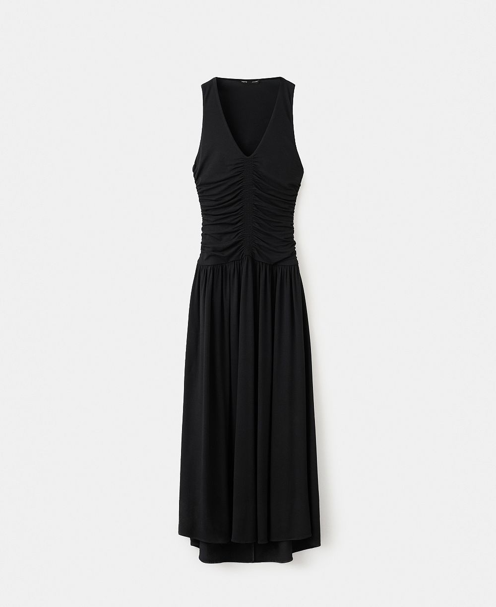 Женское длинное платье Mango Shirred Long Dress