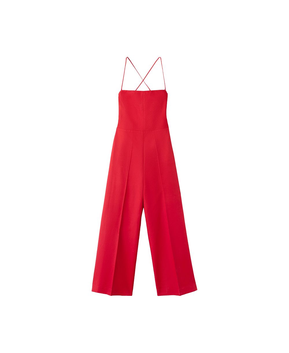 MANGO Women's Cross-Back Sleeveless Wide-Leg Jumpsuit