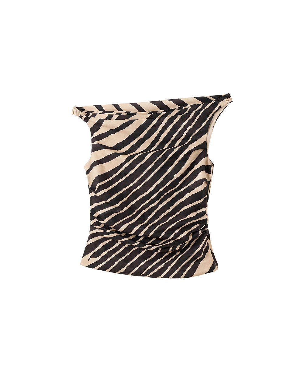 MANGO Women's Asymmetrical Draped Boat Neck Top