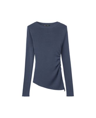 MANGO Women's Ruched Fine-Knit Sweater