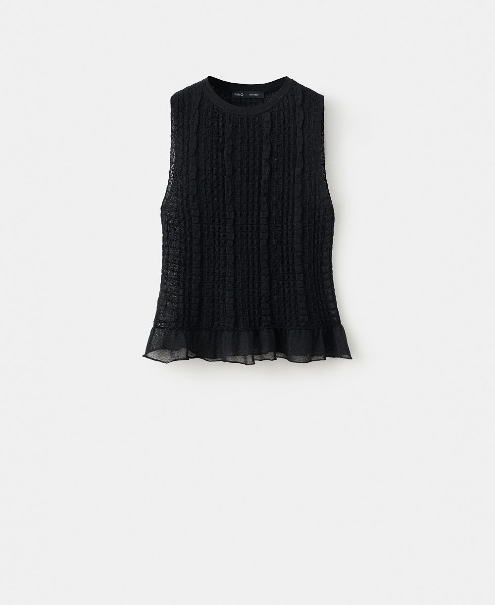 Mango Women's Ruffled Detail Shirred Top