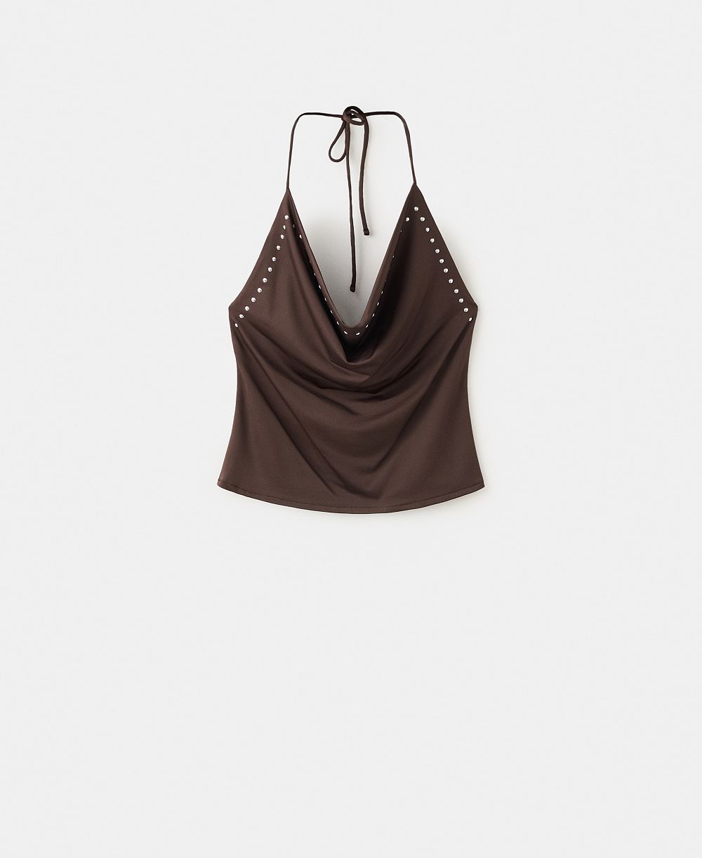 Женский топ Mango Studded Halter Top