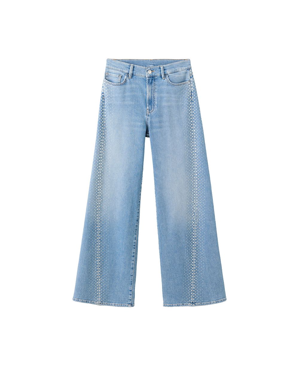 MANGO Women's Sparkly Wide-Leg Jeans