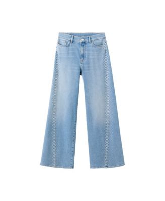 MANGO Women's Sparkly Wide-Leg Jeans