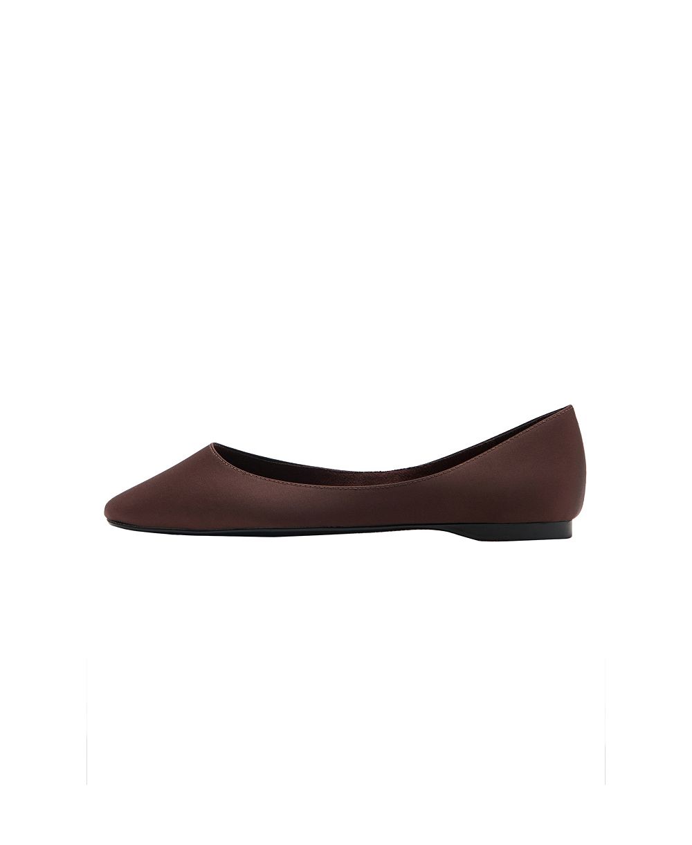 MANGO Women's Square-Toe Satin Ballet Flats