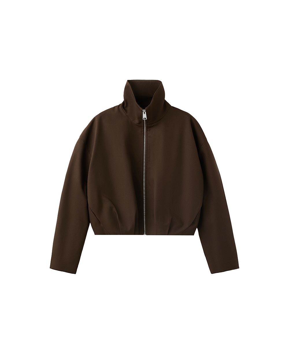 MANGO Women's Cropped Funnel-Neck Oversized Jacket