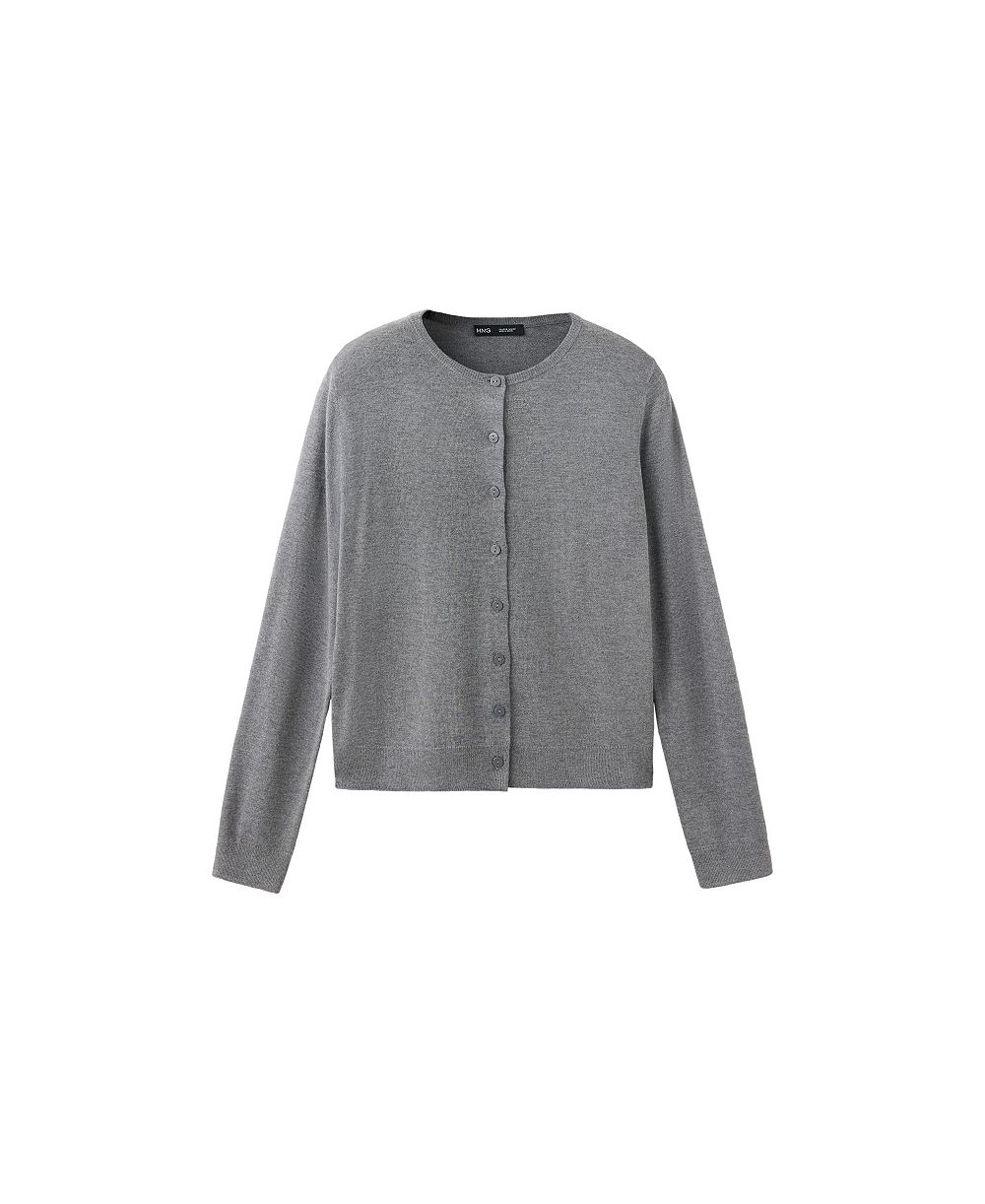 MANGO Women's Knitted Button Crew-Neck Cardigan