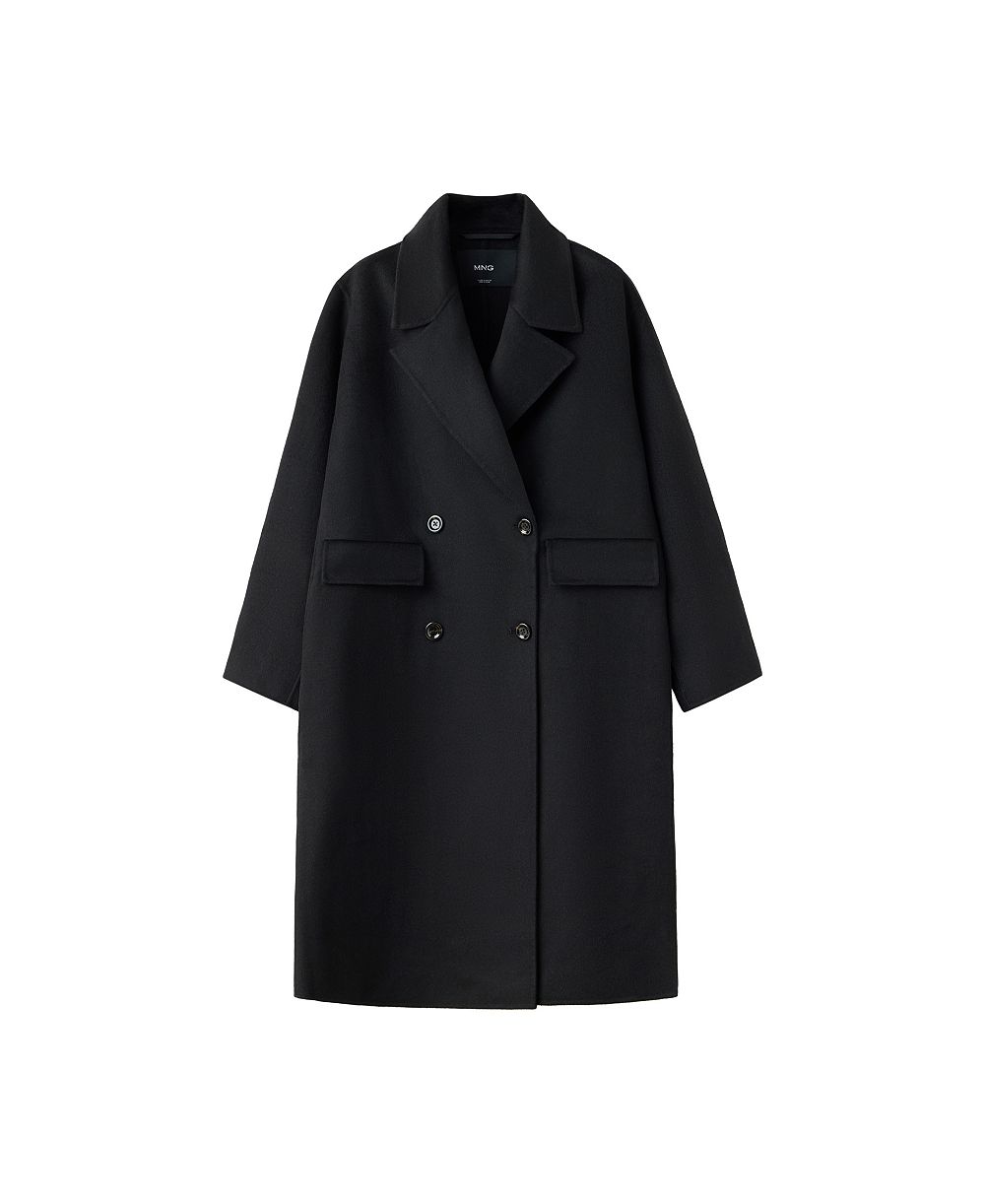 MANGO Women's Handmade Wool-Blend Double-Breasted Coat