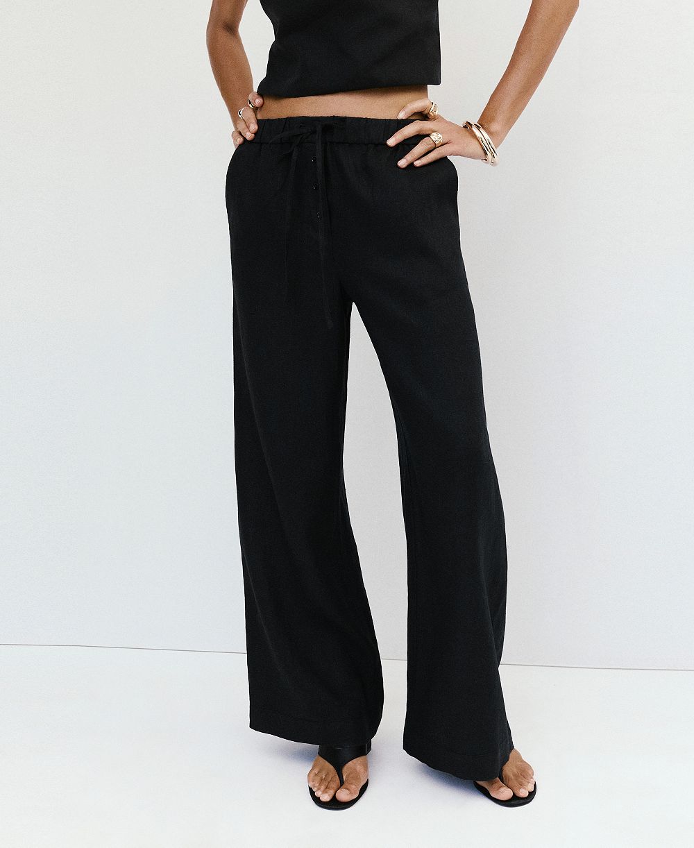Mango Women's Wide-Leg Linen Pants