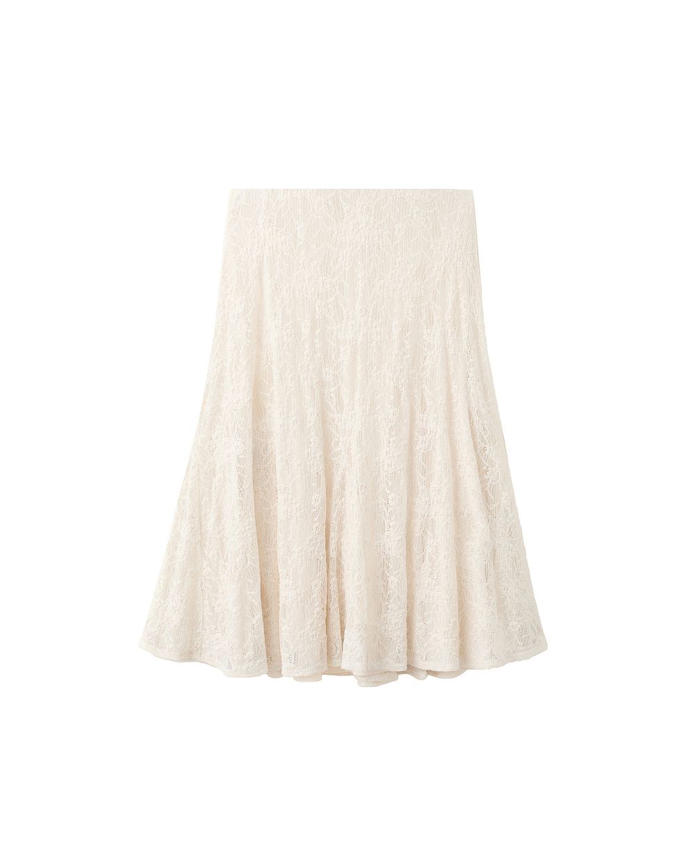 MANGO Women's Floral-Embroidery A-Line Pull-On Midi Skirt