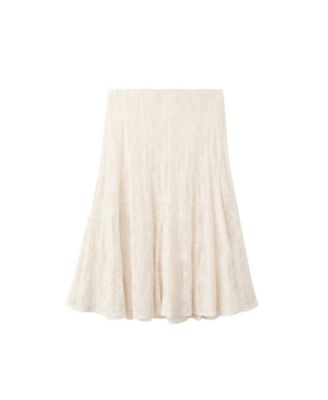 MANGO Women's Floral-Embroidery A-Line Pull-On Midi Skirt