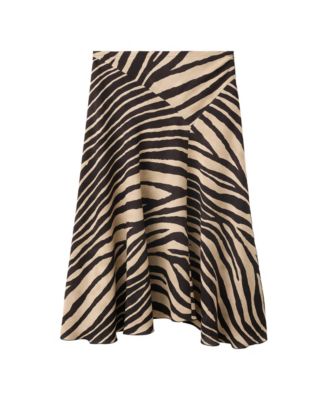 MANGO Women's Animal-Print Asymmetrical Midi Skirt