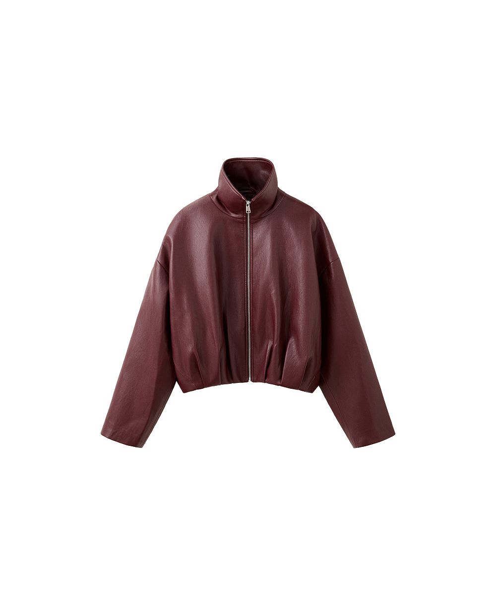 Mango Women's Faux Leather Funnel Neck Jacket