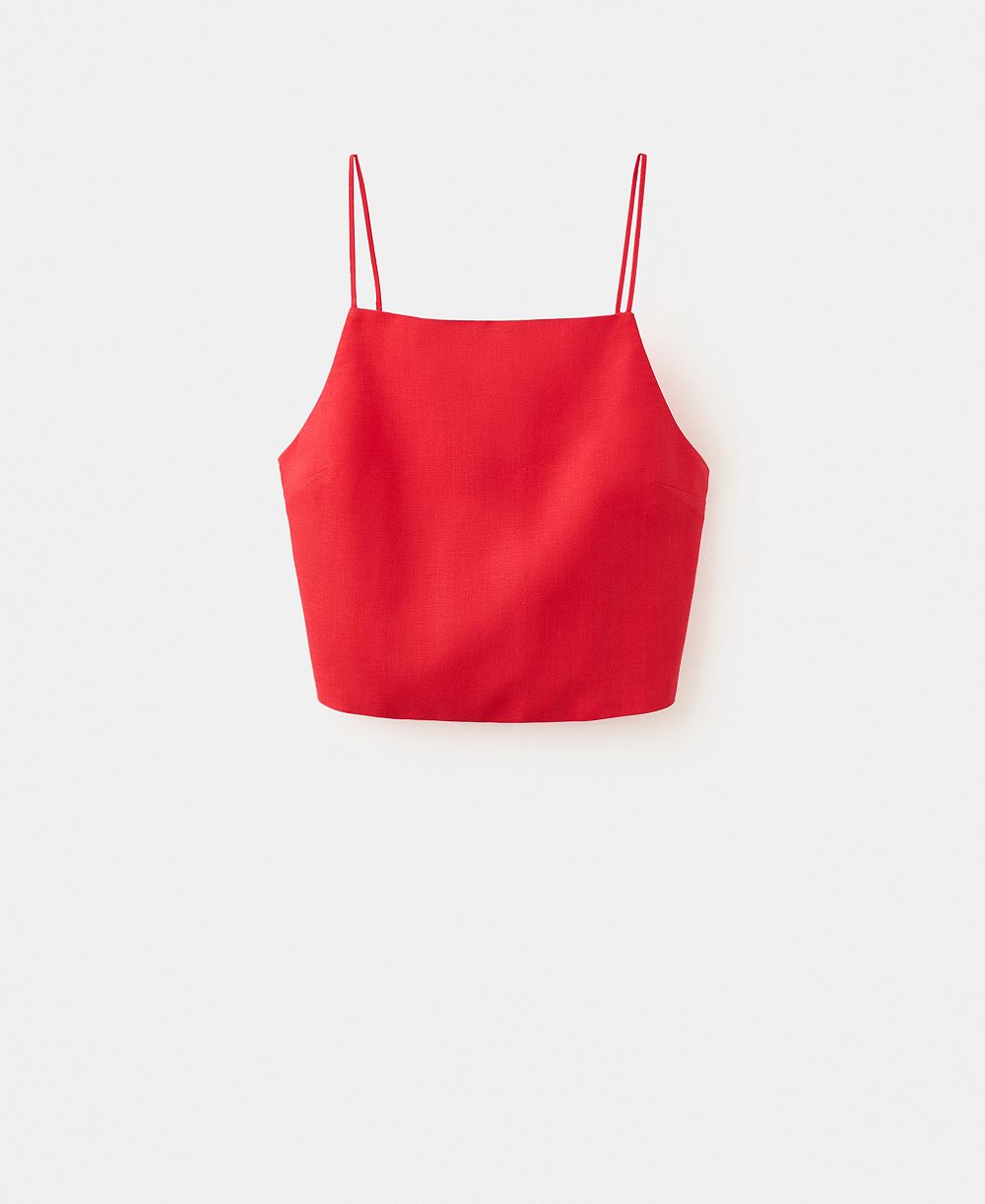 Mango Women's Linen Crop Top