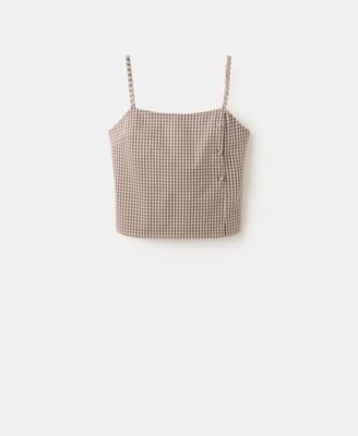 Mango Women's Gingham Check Button Top
