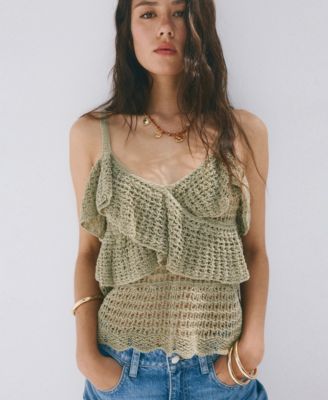 Женский топ Mango Ruffled Crocheted