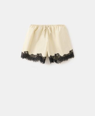 Mango Women's Striped Lace шорты в полоску с кружевом