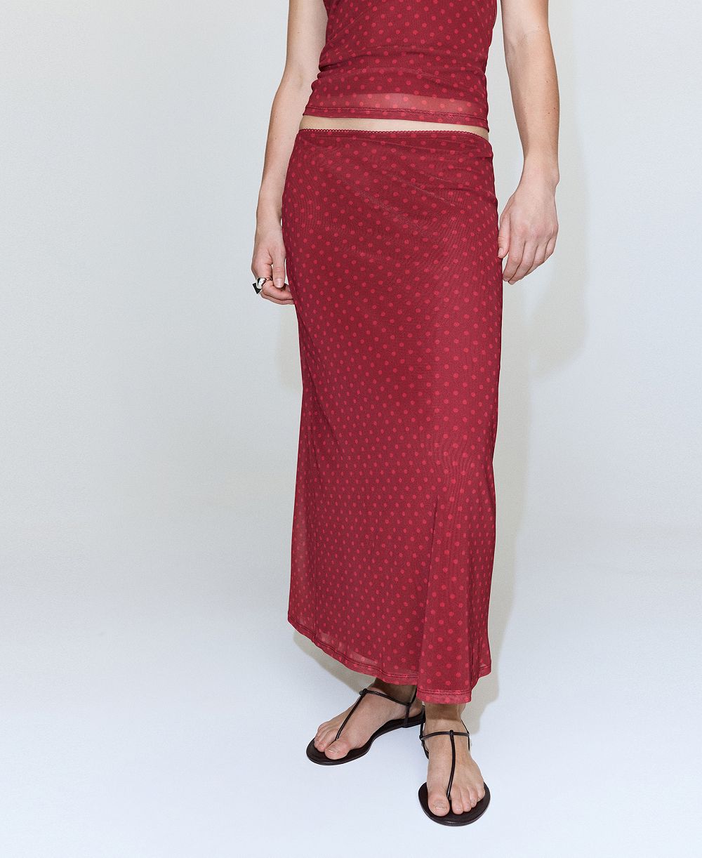 Mango Women's Polka-Dot-Printed Tulle Skirt