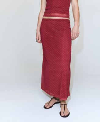 Mango Women's Polka-Dot-Printed Tulle Skirt