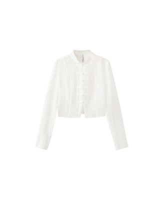 Женская шифоновая блузка MANGO Long Sleeve Mock Neck Sheer