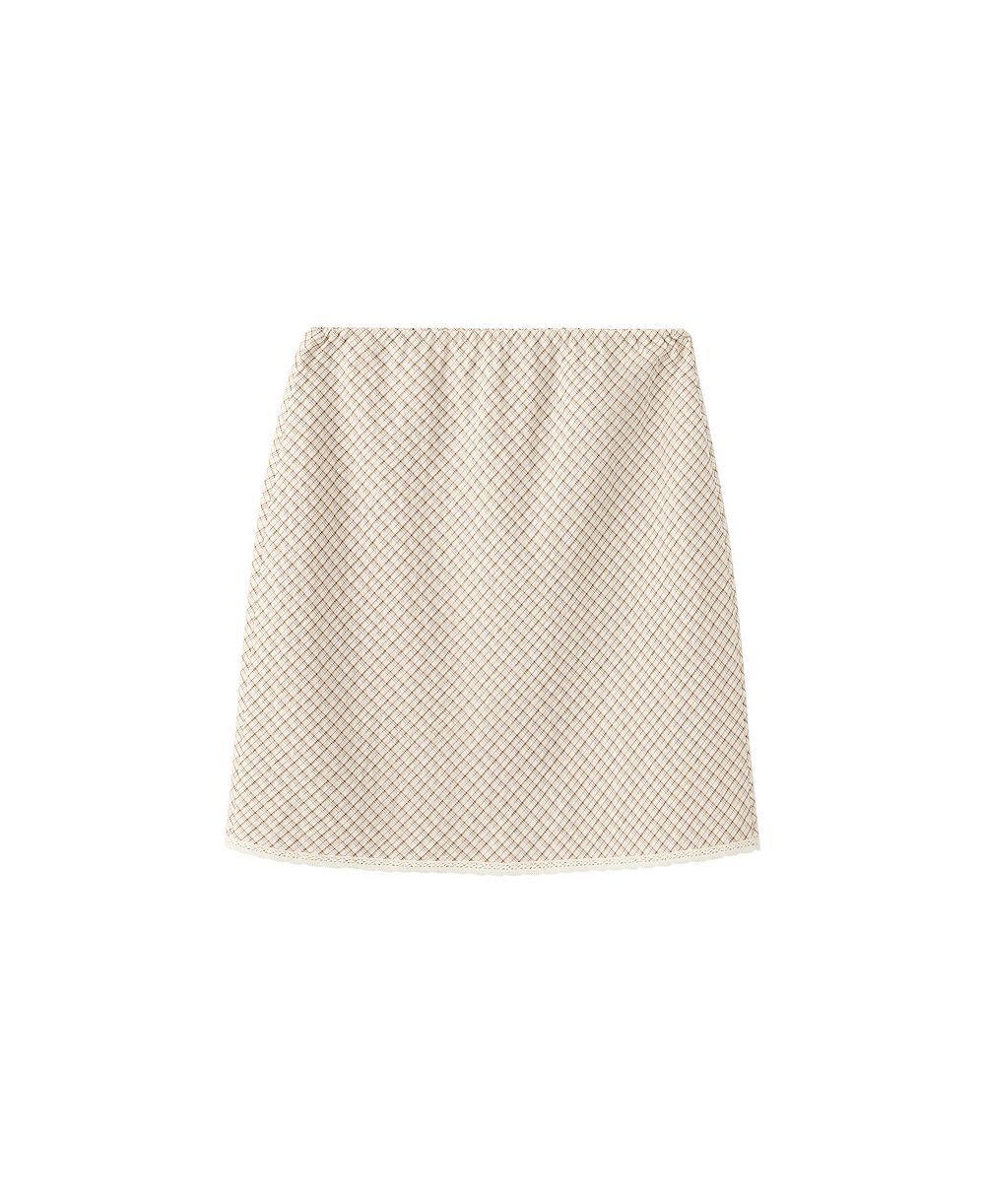 Mango Women's Plaid A-Line Lace Skirt