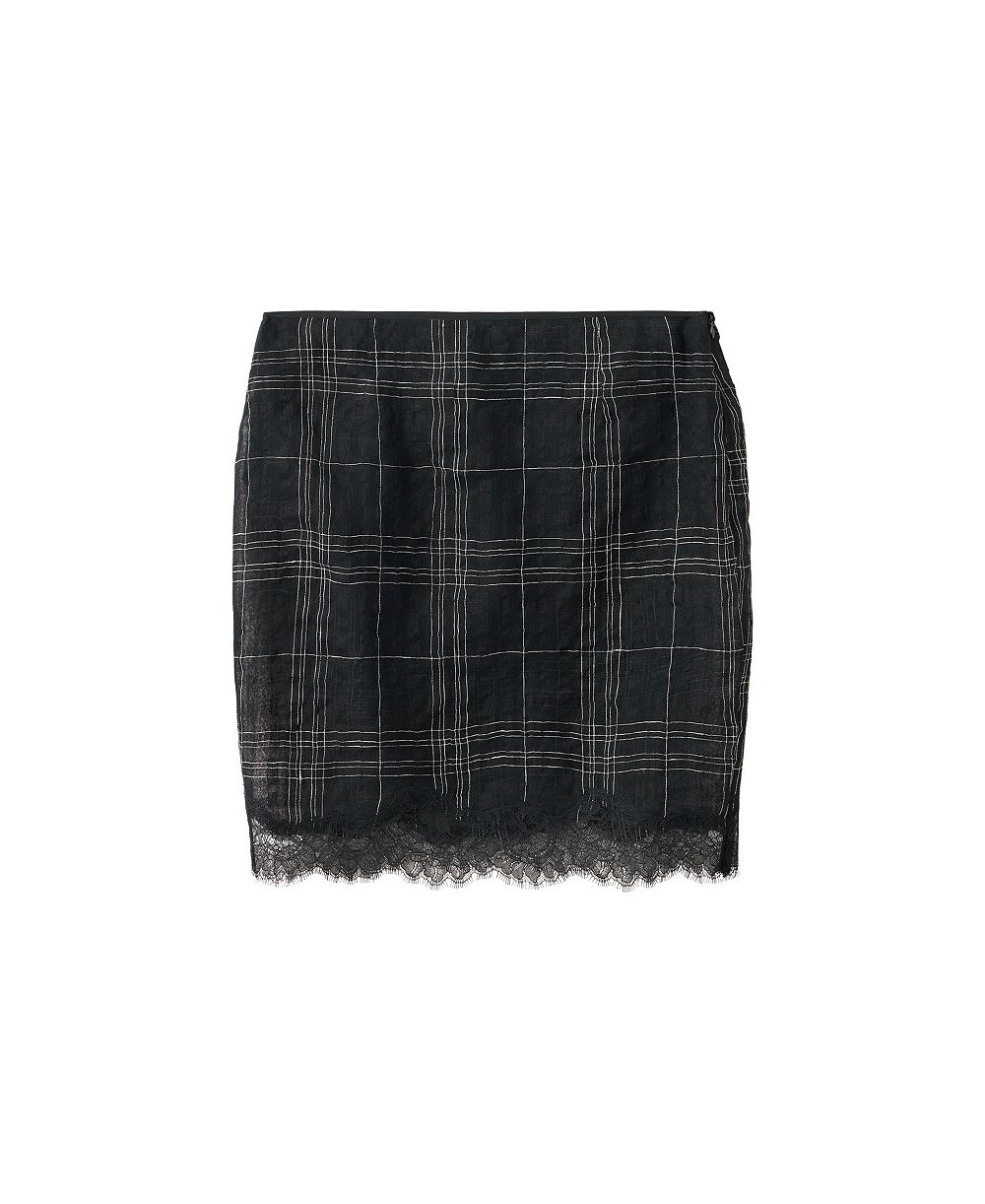 Mango Women's Plaid Linen-Blend High-Rise Skirt