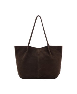 MANGO Women's Large Suede Leather Shopper Tote