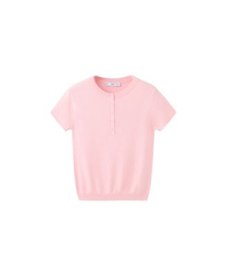 MANGO Женский легкий свитер с круглым вырезом и коротким рукавом