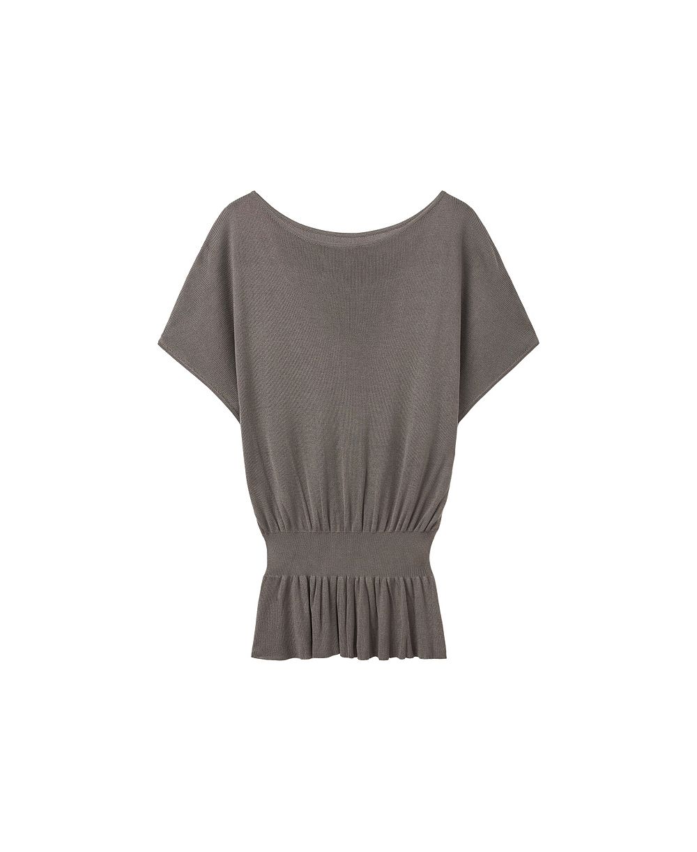 MANGO Women's Short-Sleeve Boat Neck Ruched Sweater
