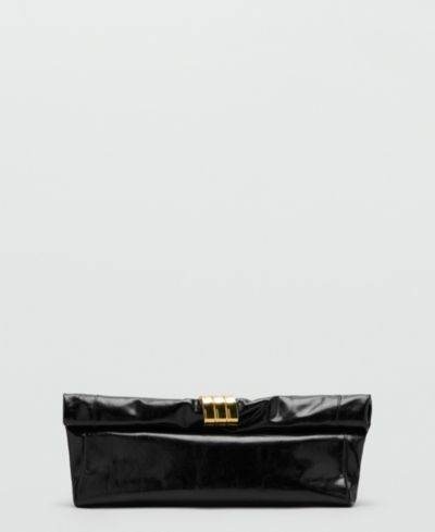 Mango Women's Starring Hailey Bieber Metal Detail Leather Handbag