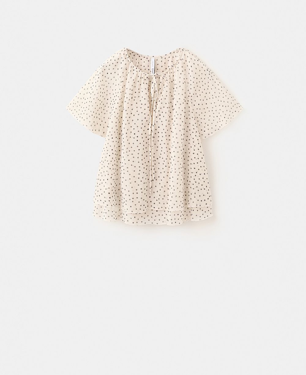 Mango Women's Bow Polka-Dot Blouse