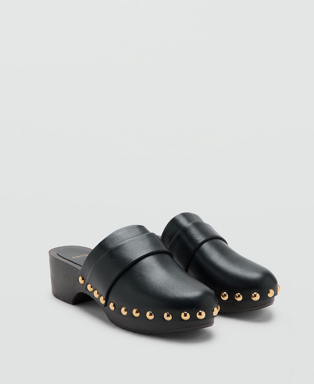 Mango Women's Studded Leather Clogs