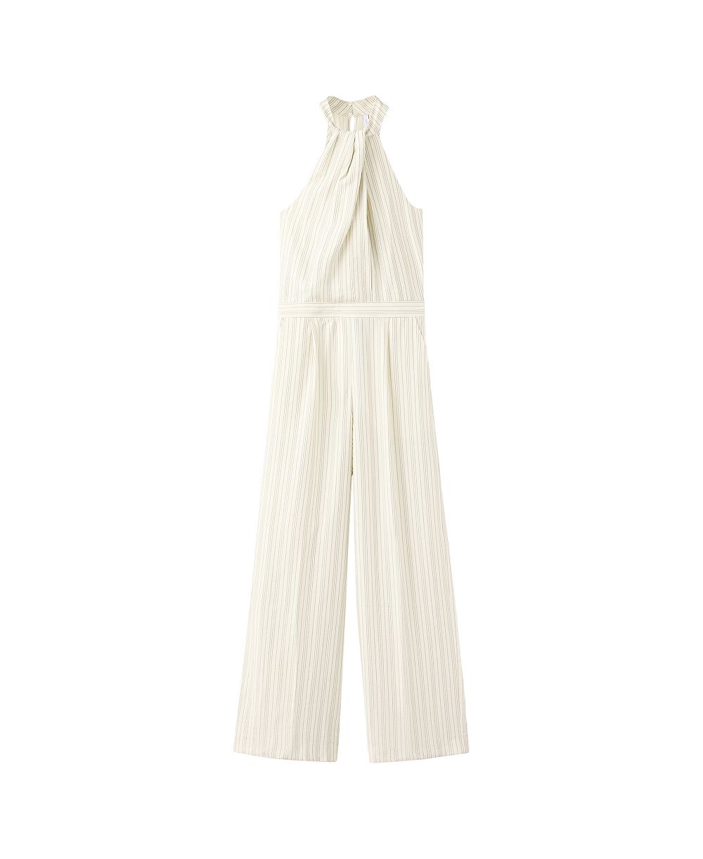 MANGO Women's Striped Wide-Leg Halter Jumpsuit