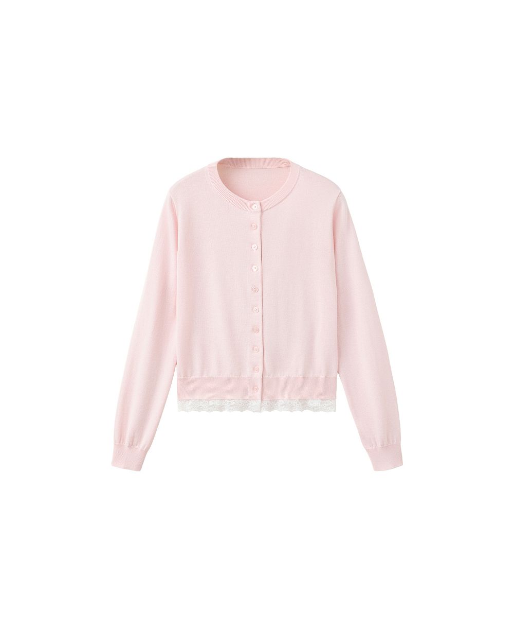 MANGO Women's Lightweight Lace Detail Knit Cardigan