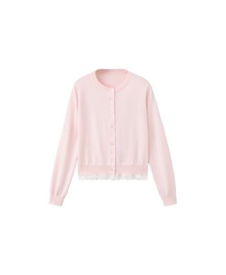 MANGO Women's Lightweight Lace Detail Knit Cardigan