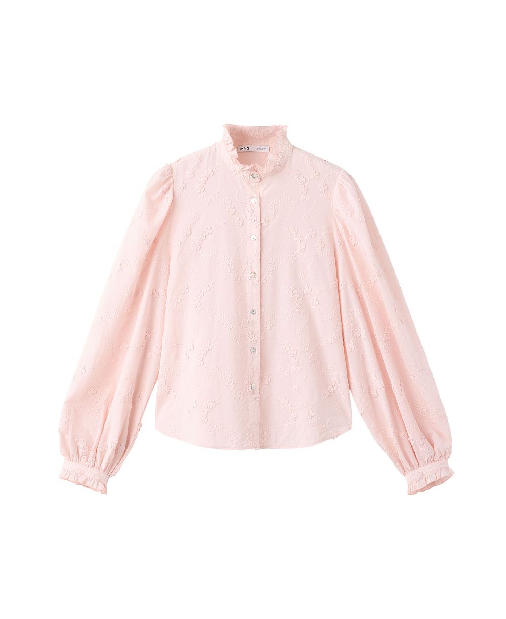 MANGO Women's Embroidered Puff-Sleeve Blouse