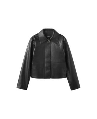Mango Women's Crocodile-Effect Faux Leather Jacket