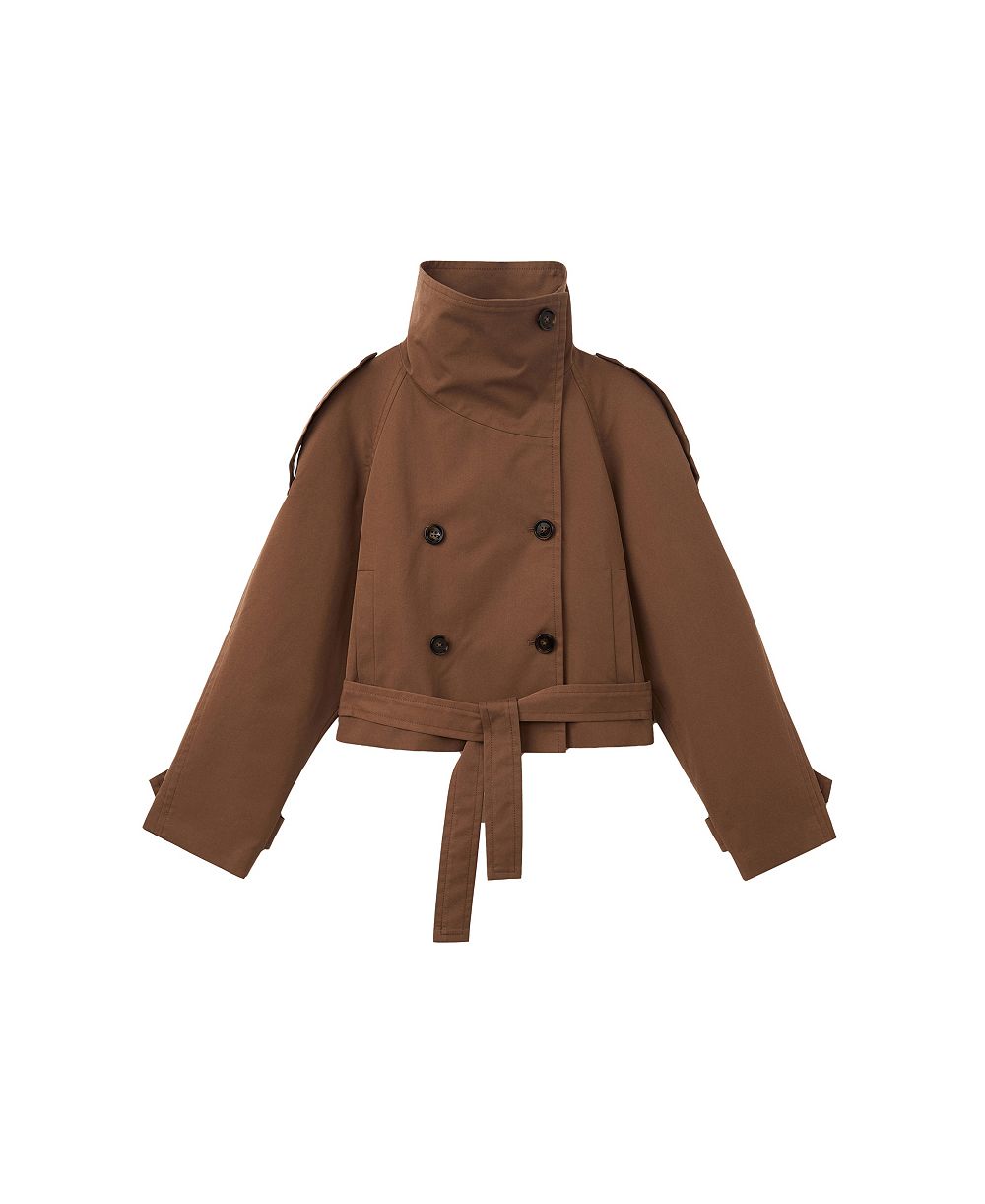 MANGO Women's Cropped Double-Breasted Trench Coat