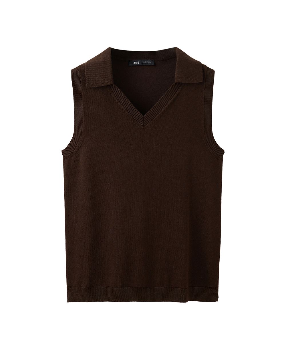 MANGO Women's V-Neck Sleeveless Knit Top