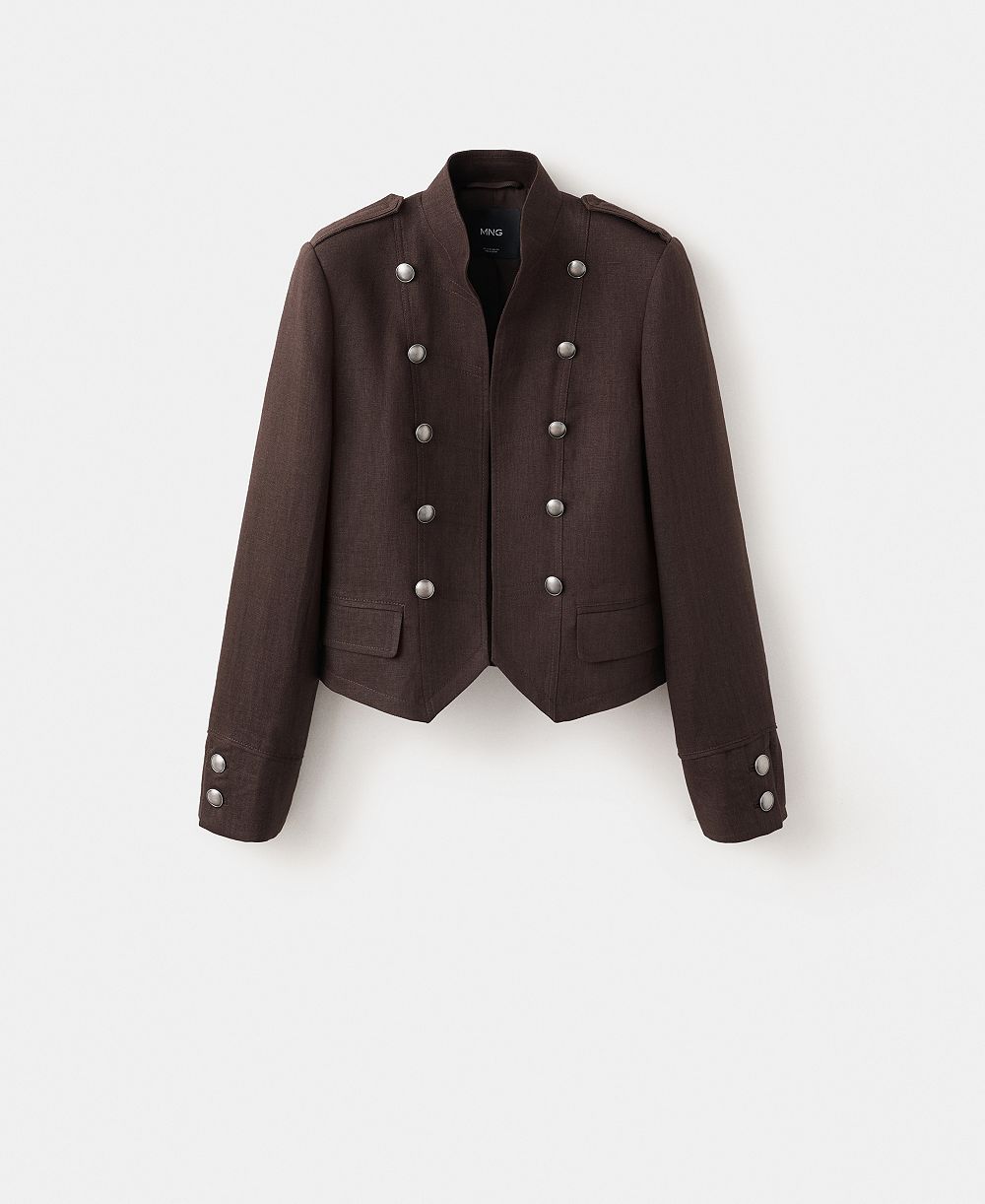Mango Women's Buttons Linen Jacket