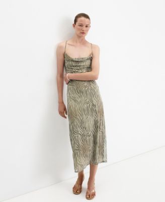 Mango Women's Draped Zebra-Print Midi Dress
