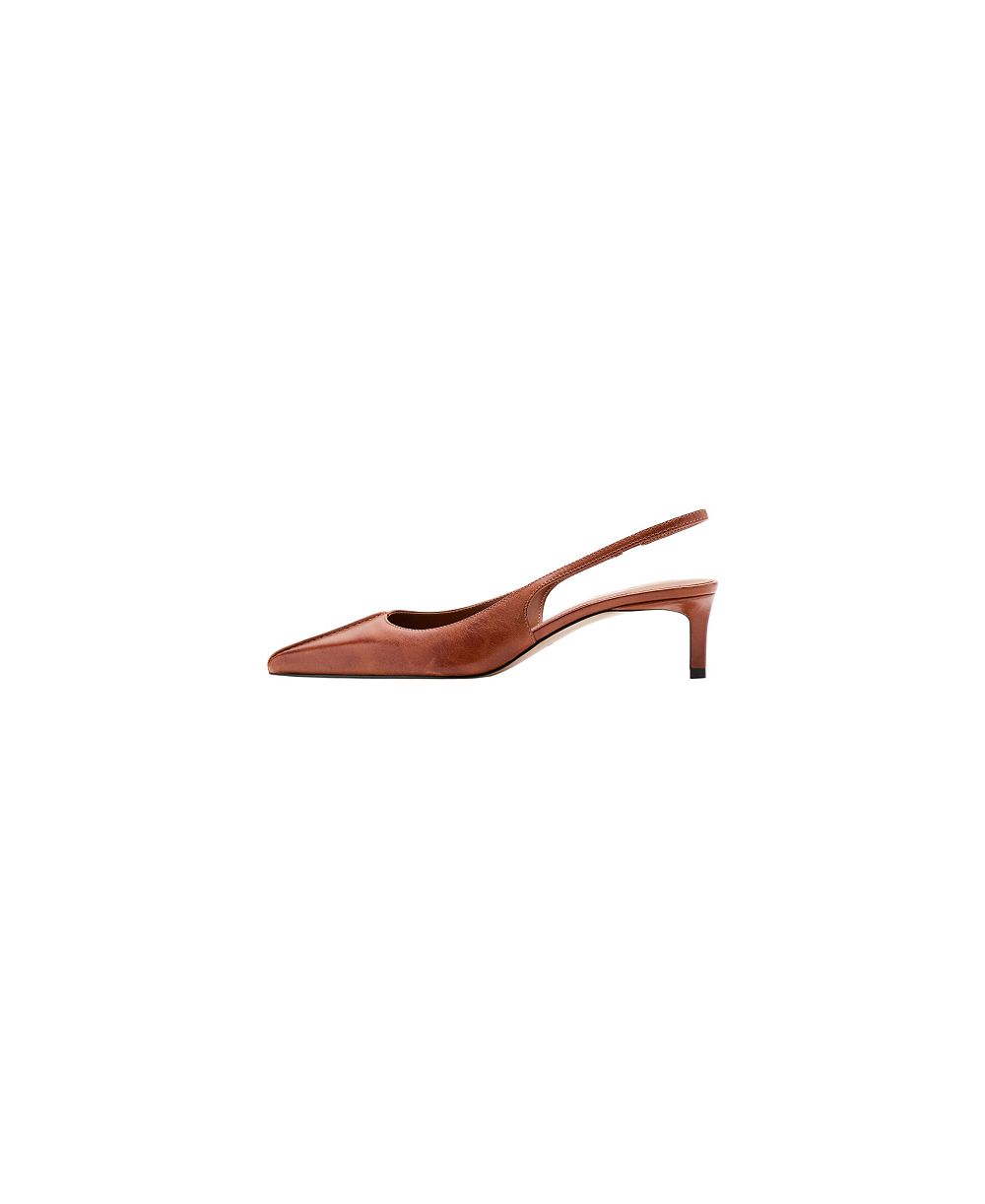 MANGO Women's AURA Kitten-Heel Pointed-Toe Slingback Pumps