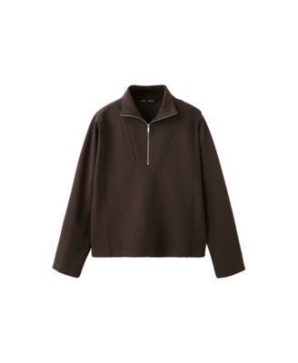 Mango женский свитшот из вискозной смеси с высоким воротом и молнией